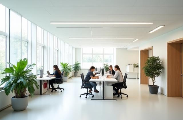 Modernes Open-Space Büro in München mit schallabsorbierenden Elementen